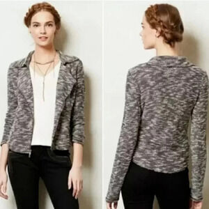 Anthropologie  Saturday Sunday Medium Asymmetrical Zip Marled Knit Moto Jacket
